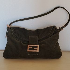 Authentic Fendi green corduroy purse